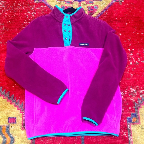 LANDS END colorful fleece pullover sz S - Picture 1 of 4